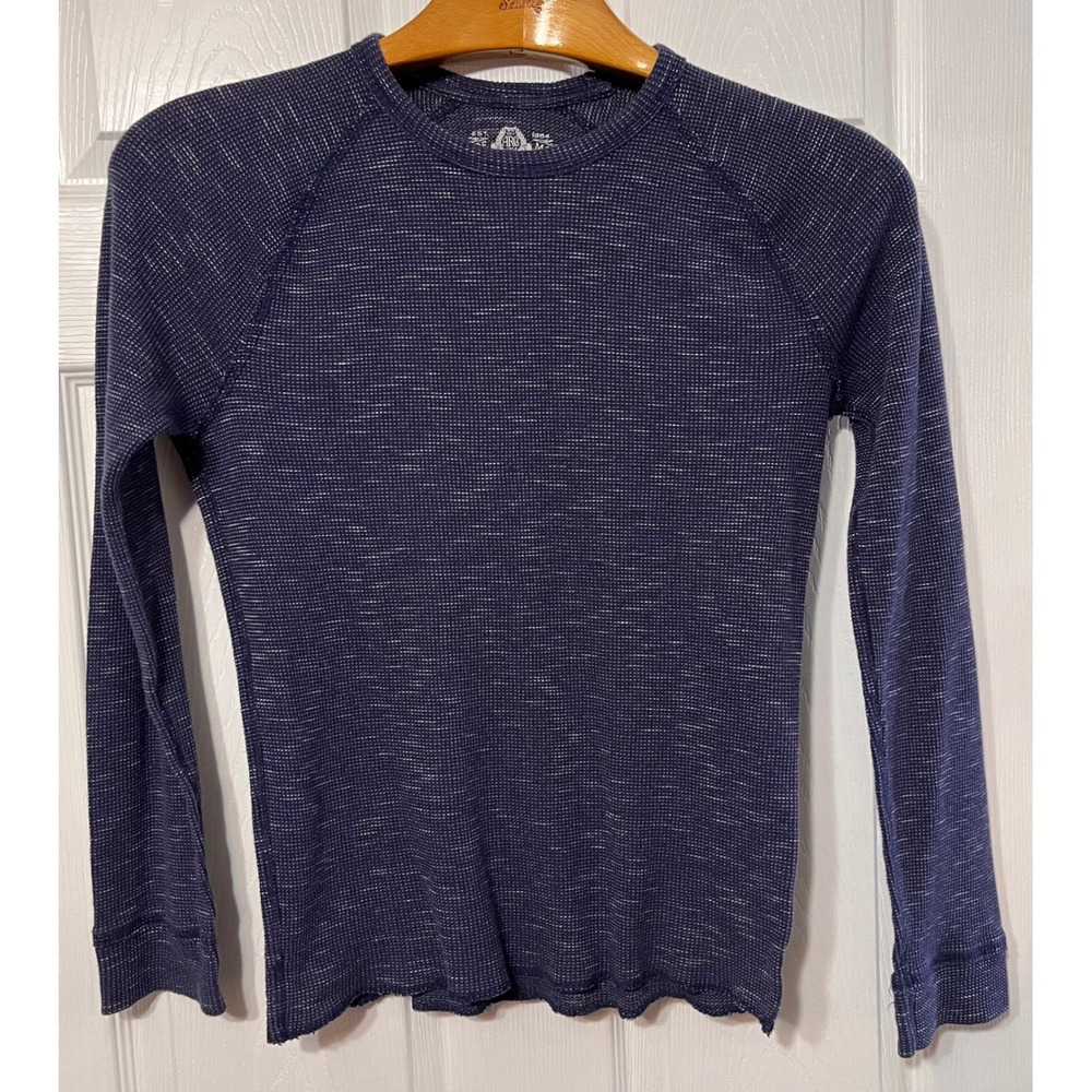 American Rag Men's Navy Blue Waffle Knit Long Sleeve‎ Shirt Size Small